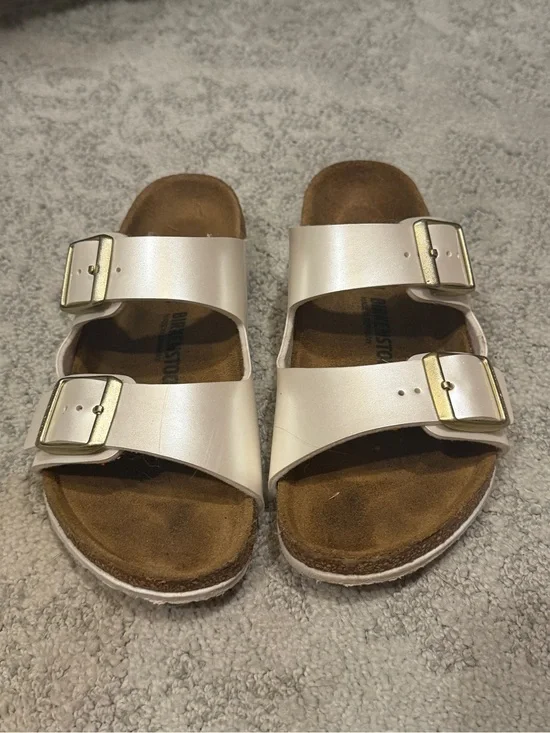 Birkenstock Kids Two-Strap Metallic Gold Sandals