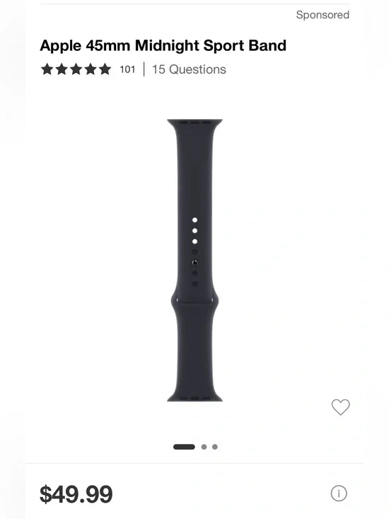 Apple Sport Band for 45mm – Midnight Black