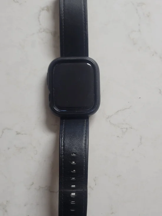 Black Square Smartwatch with Leather Strap, Apple
