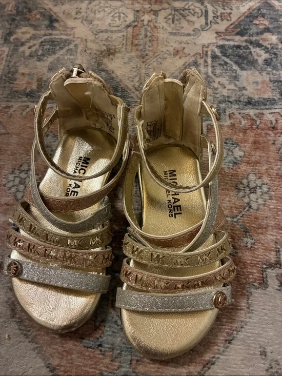 MICHAEL Michael Kors Metallic Gold and‎ Rose Gold Strappy Women's Sandals