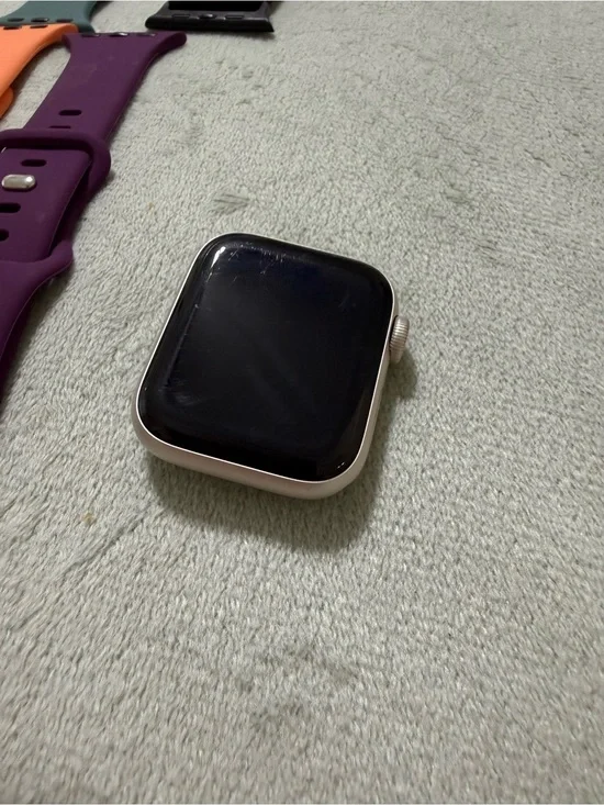 Apple Silver Smartwatch Case with Black Screen