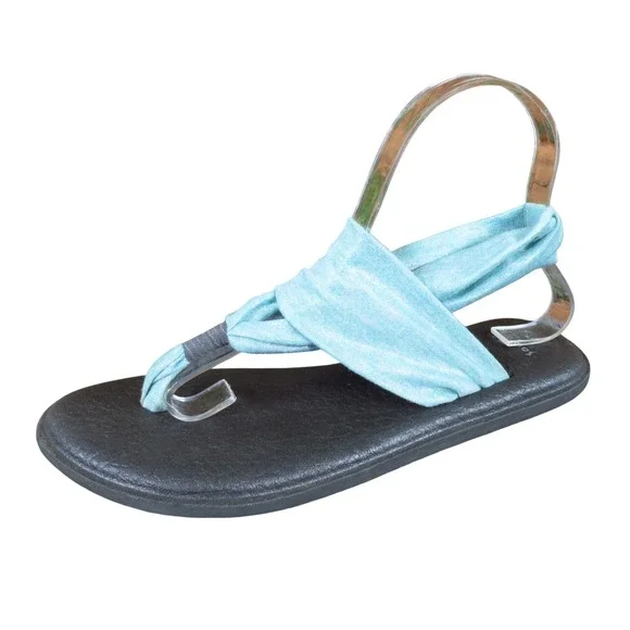 Sanuk Yoga Sling 2 Kids Girls‎ Slingback Sandals Size 5-6 Casual Aqua Metallic
