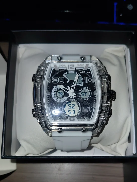 Ativa White and Clear Dual-Display Sport Watch ACW8109-002