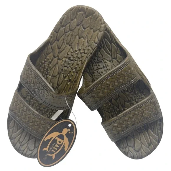 Pali‎ Hawaii Sandals Slides Rubber Textured Brown Size: Youth 3 - 3.5 / Women 5