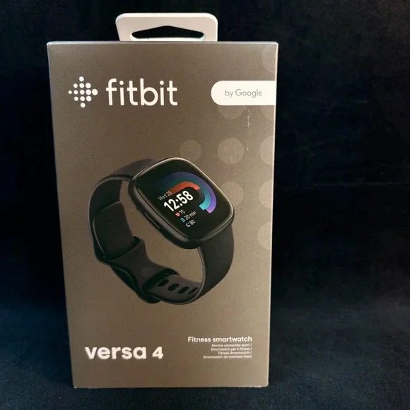 Fitbit Versa 4 Smartwatch Graphite Aluminum Case Black Infinity Band NIB