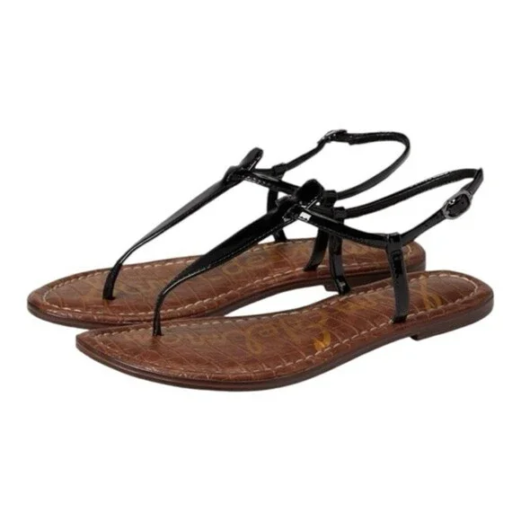 Sam Edelman Gigi Kids Black Leather T-Strap Thong Sandals Size 11 M NWB