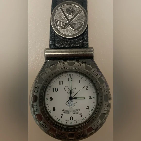Vintage 1960 Golf themed White Dial Quartz Sport Watch - Silver Case