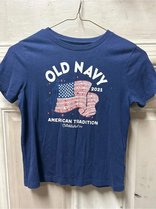 Old Navy Navy Short-Sleeve Graphic Tee with Flag