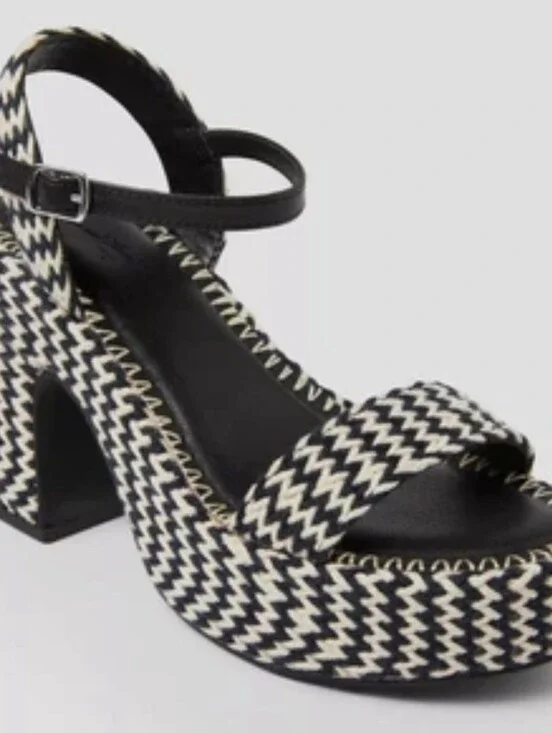 Madeline Woven Platform Sandal Heels with Memory Foam Insole