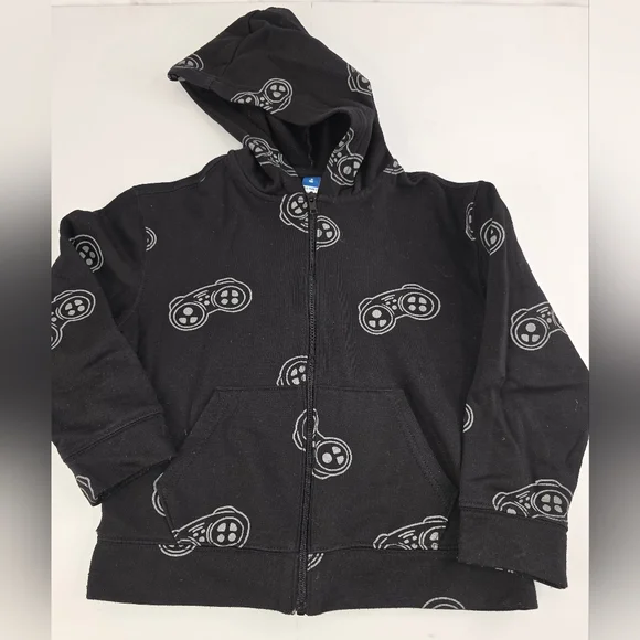 Old Navy Boy's Black Hoodie with Game Controller Print Size M (8) AE-2119
