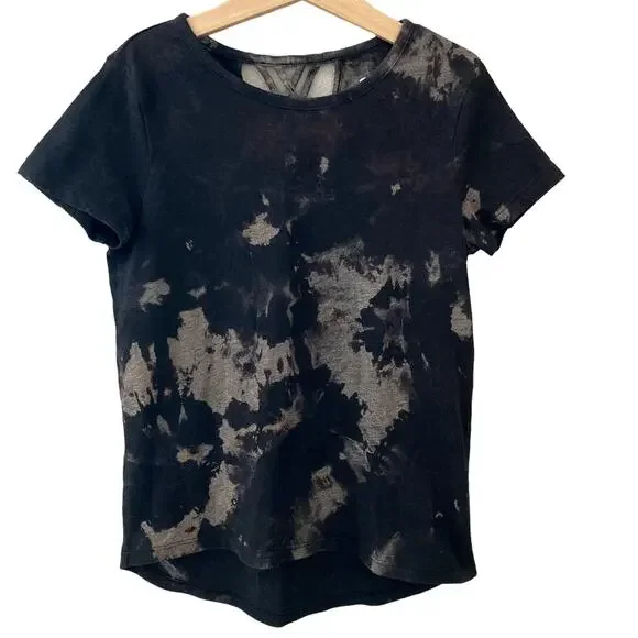 Old Navy Softest Tee - Lattice Back Burnout Tie Dye - Black Tan - Medium 8