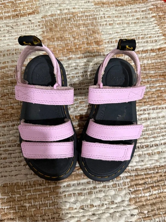 Dr. Martens Kids Light Pink Triple-Strap Sandals with Black Sole