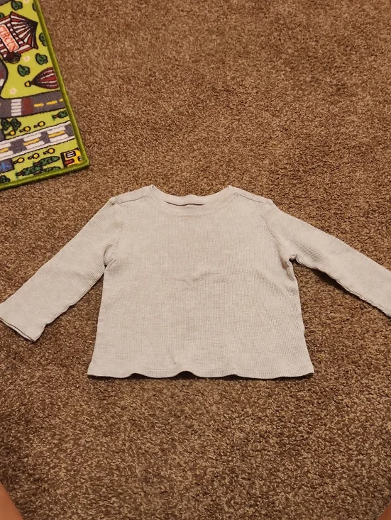 Old Navy Cream Ribbed Long-Sleeve Kids Top