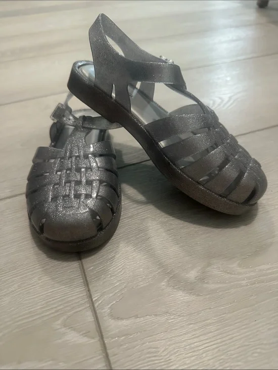 Mini Melissa Girls' Glitter Jelly Possession Sandals - Silver