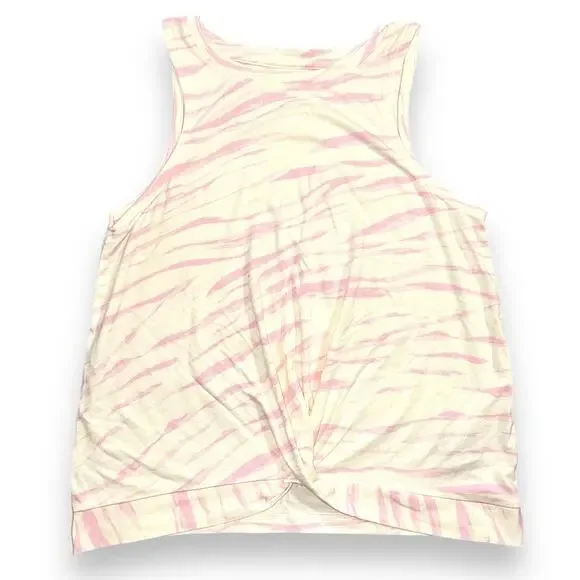Old Navy Luxe Girls Tank Top Shirt Twist Hem Pink Stripe Animal Print Medium 8