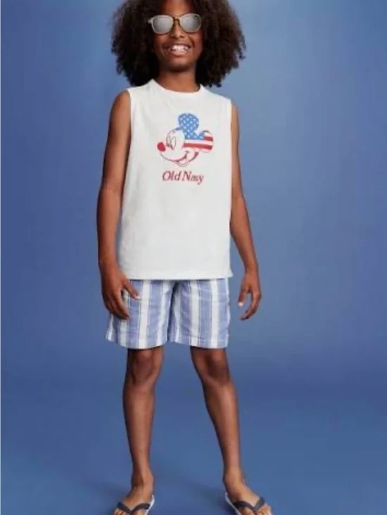 NWT Old Navy x Disney® Mickey Mouse Logo-Graphic Muscle Flag T-Shirt for Boys