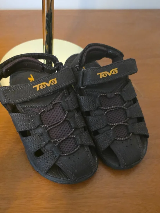 Teva Kids Black Sport Sandal with Yellow Logo