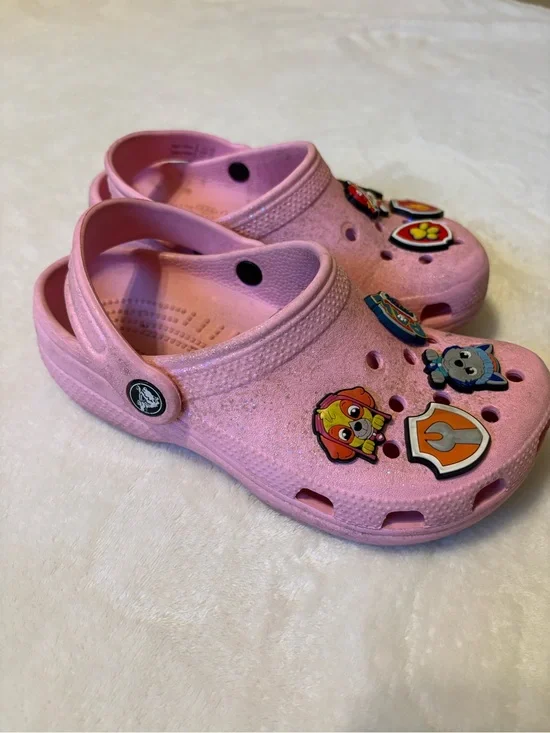 CROCS Kids Pink Clogs with Character Jibbitz