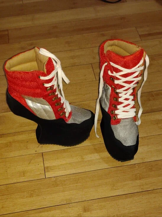 Jeffrey Campbell Vintage Heel Less Platform Lace Up Ankle Boots Sz 10