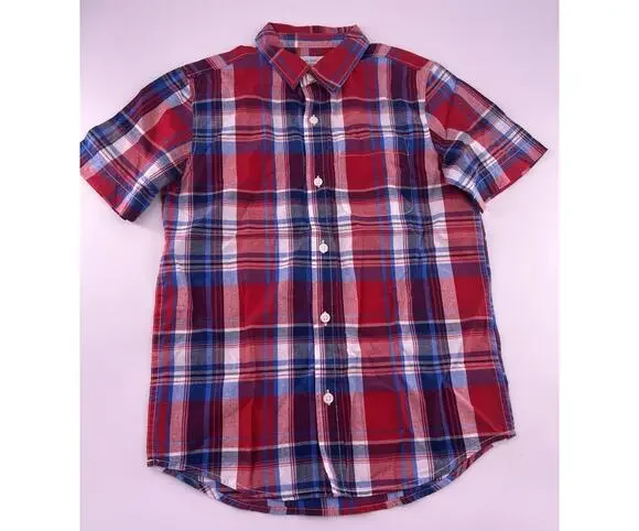 Old Navy Plaid Flannel Shirt Youth Boys Medium Blue Red White Classic Dressy New