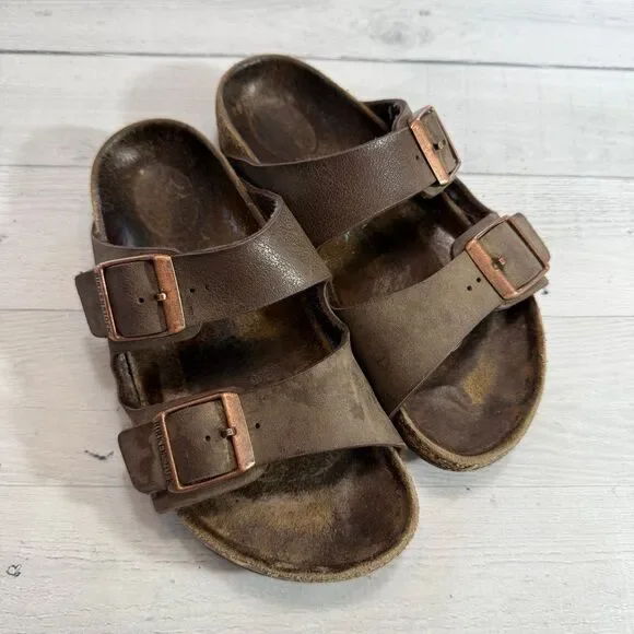 Birkenstock Arizona kids brown leather sandals‎