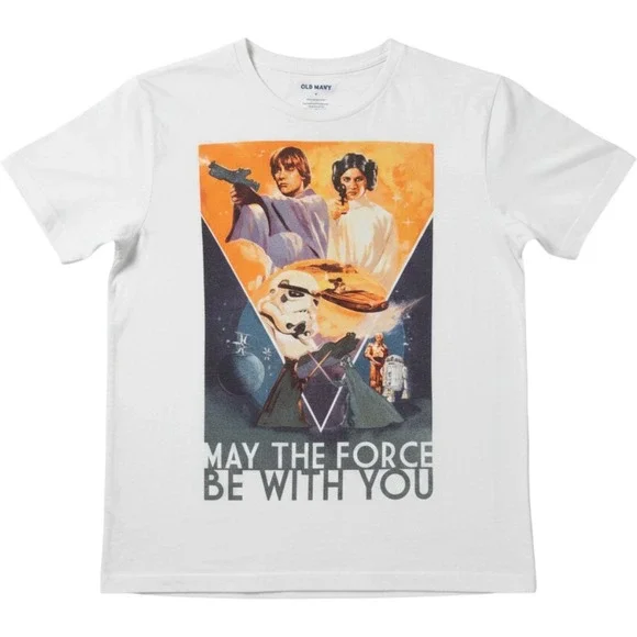 Old Navy Star Wars May The Force Be With You Graphic Tee White Kids XS