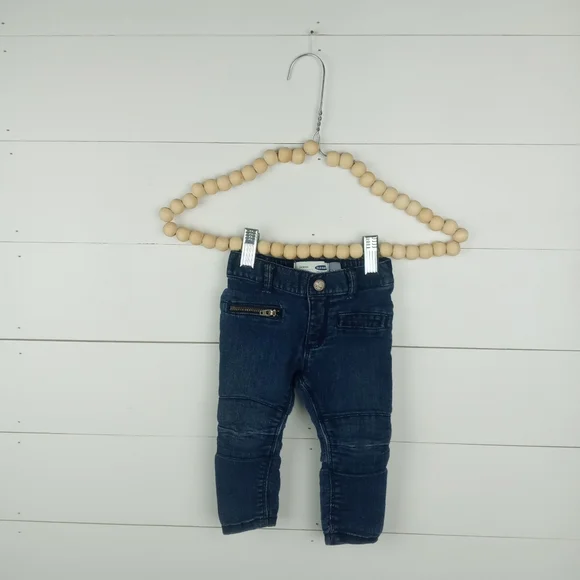 Old Navy girls size 12-18 mos dark wash denim hipster skinny jeans snap zipper