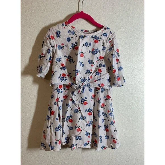 Old Navy Retro Y2K Long Sleeve Floral Print Dress Toddler Girls Size 4T 90s K7