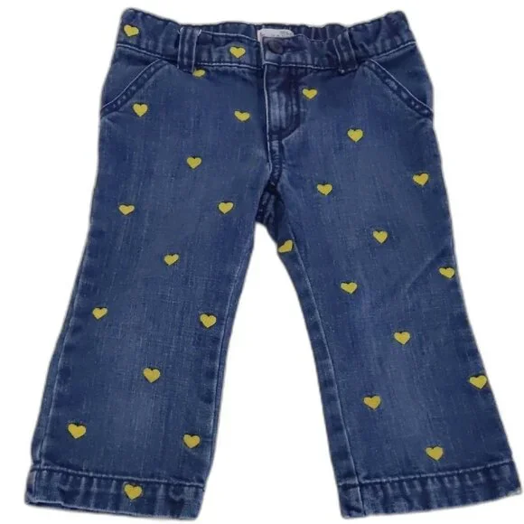 Girls Toddler Old Navy Denim Heart Print Jeans Size 4T