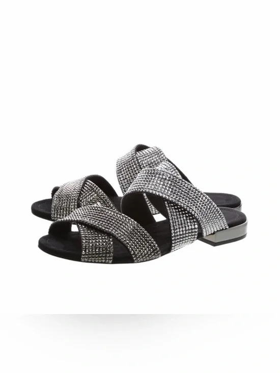 SCHUTZ Aurora Crystal Embellished Sandals - Black/Silver