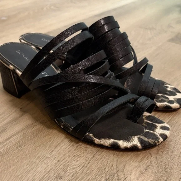 DONALD J PLINER Marlow Strappy Toe-ring Mule Sandals In black size 8.5 leopard