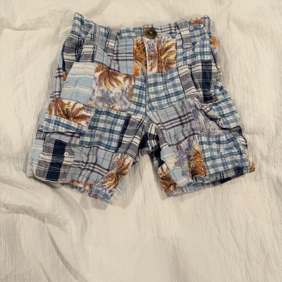Y2K Old‎ Navy Blue and Tan Patchwork Cargo Shorts