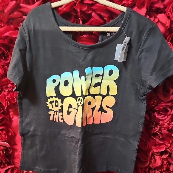 Old Navy NWT Girls Black Graphic Tee Size Medium (8)