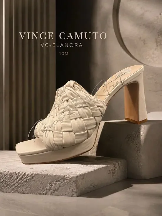Vince Camuto - New Elanora Woven Leather Block Heel Mule Cream size 10 NWOB DK