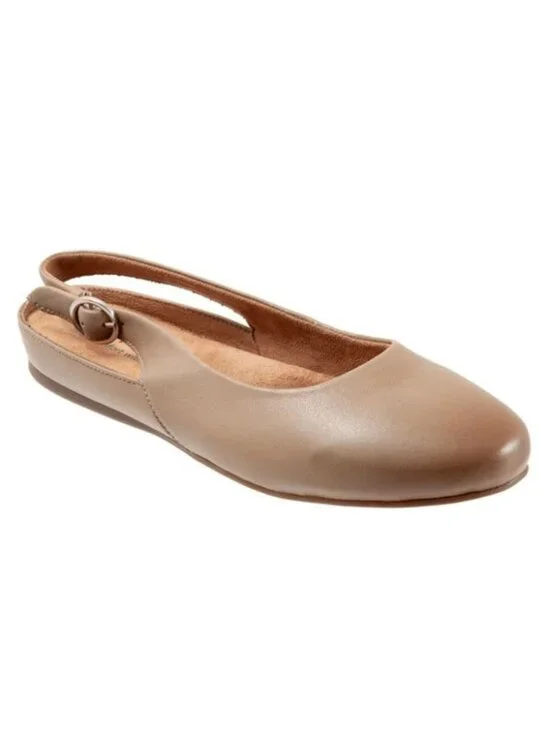 SoftWalk Sandy Women's Leather Slingback Flat - Taupe