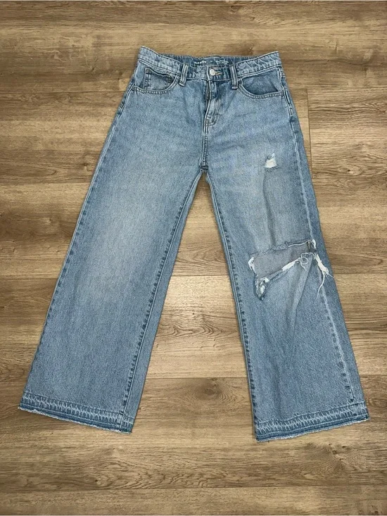 Old Navy Light Blue Wide Leg Distressed Kids Jeans