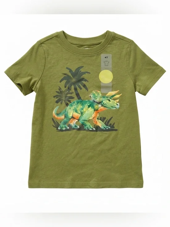 Old Navy Olive Green Dino Tee 4T NWT