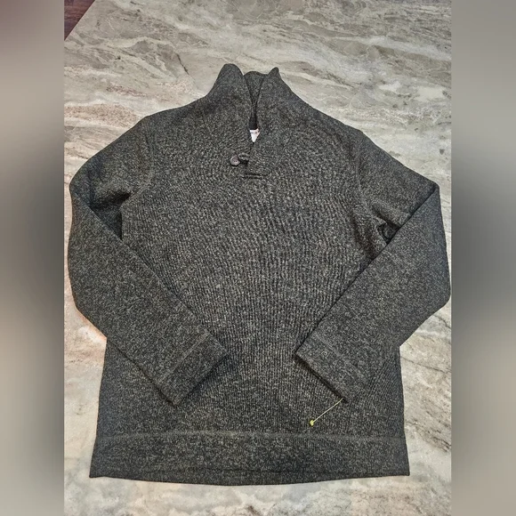 Old Navy XL Fleece Pullover Sweater | Marled Gray Button Collar (14–16)