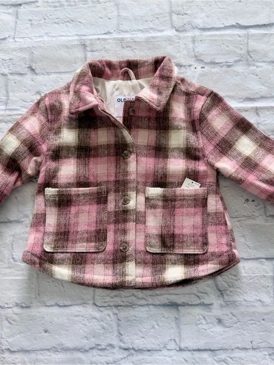 Old Navy Baby Plaid Shacket 18-24 Months | NWT Pink Button Front