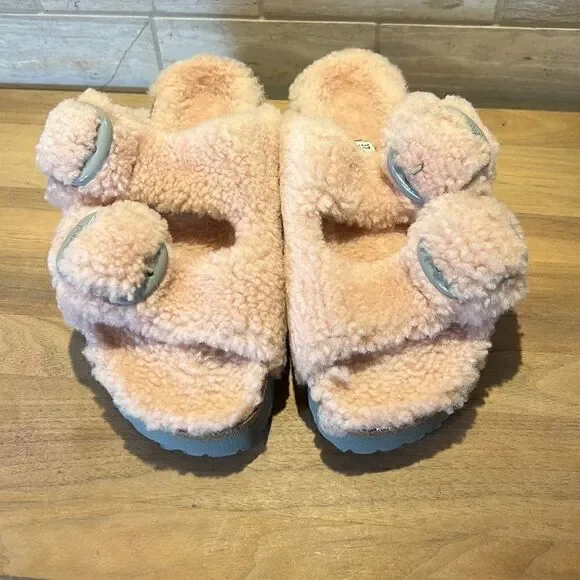 Papillo Birkenstock Pink Arizona Teddy Shearling Sandals US 6-6.5 EU 37