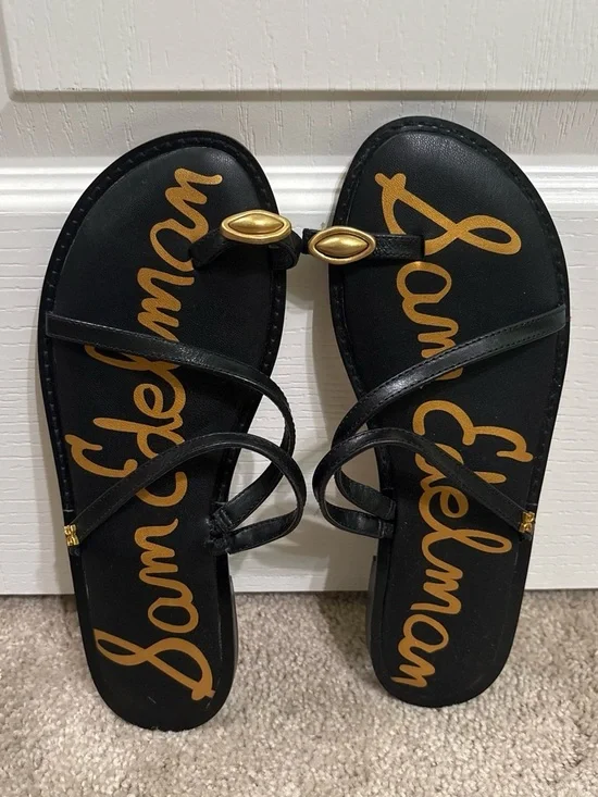 Sam Edelman Black Sandals with Gold Accents