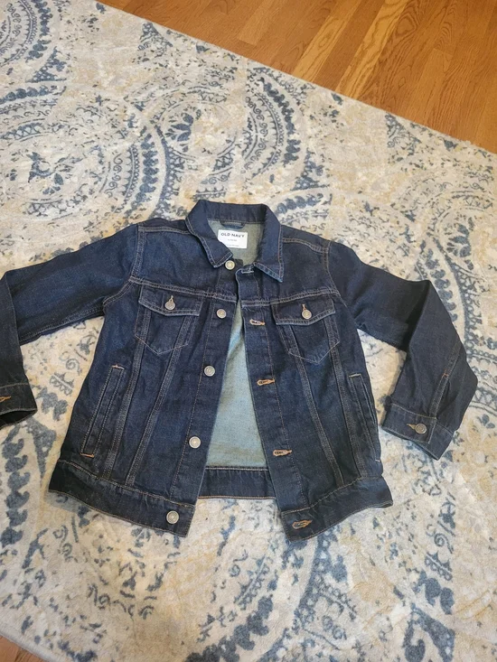 Old Navy Kids Dark Blue Denim Jean Jacket Large 10-12
