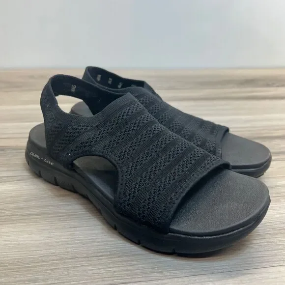 Skechers Vegan Washable Slingback Sandals Flex Appeal 4.0 Black‎ Size 8