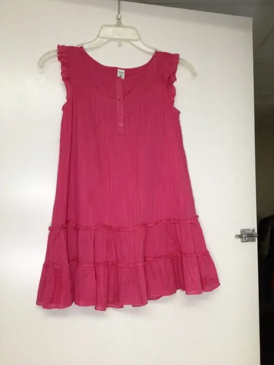 Old Navy Hot Pink Ruffle Shift Dress Girls Size Small (Size 6)