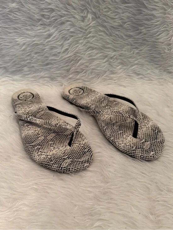 Women's Cream and Black Snake-Print Flip Flop Sandals