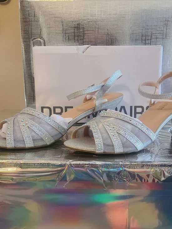 Dream Pairs Silver Crystal Open-Toe Slingback Sandals