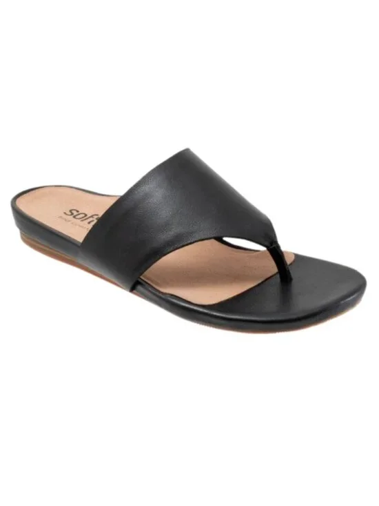 SoftWalk Chandler Women's Asymmetric Leather Thong Sandal - Black