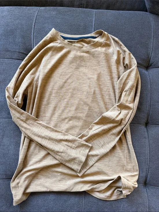 Old Navy Active Long Sleeve Top - Tan with Black Trim