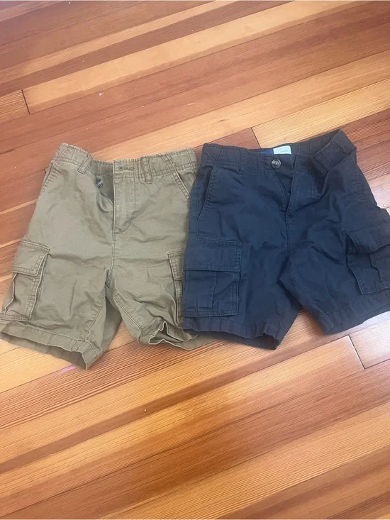 Boys Cargo Shorts - khaki and dark gray