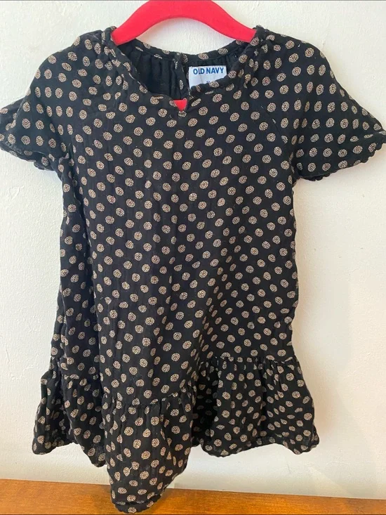 Old Navy Black Dress with Cream Polka Dots